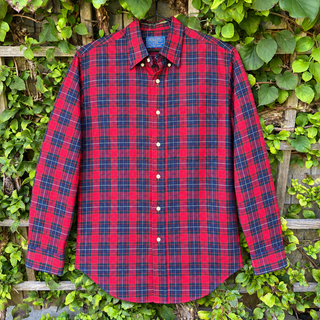 Vintage Sir Pendleton Wool Tartan Shirt, Red & Navy, Made in USA, Medium